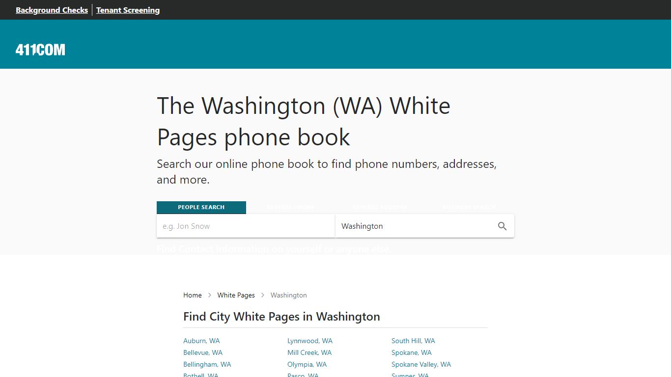 Washington White Pages - Phone Book & Directory | 411